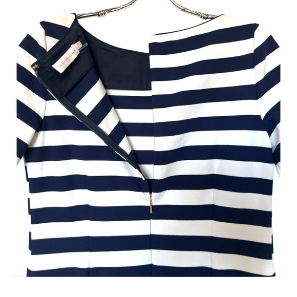 Tory Burch Augusta Blue and White Striped Short-Sleeve Sheath Dress Size L - Picture 11 of 14